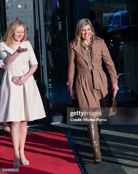 Queen Maxima of The Netherlands and Jannet Vaessen attends the Women Inc. Gender sensitive health care seminar on March 7, 2016 in Oegstgeest,...