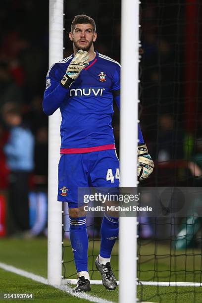 Fraser Forster of Southampton during the Barclays Premier League match between AFC Bournemouth and Southampton at the Vitality Stadium on March 1,...