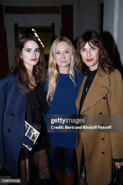 Loulou Robert, Stylist of Sonia Rykiel, Julie de Libran and Jeanne Damas pose after the Sonia Rykiel show as part of the Paris Fashion Week...
