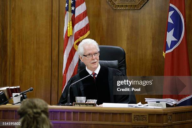 Judge Hamilton Gayden addresses the jury in the trial involving sportscaster and television host Erin Andrews March 7 in Nashville, Tennessee....