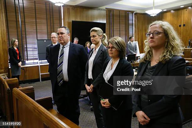 Attorney Scott Carr and sportscaster and television host Erin Andrews appear in court on March 4 in Nashville, Tennessee. Andrews is taking legal...