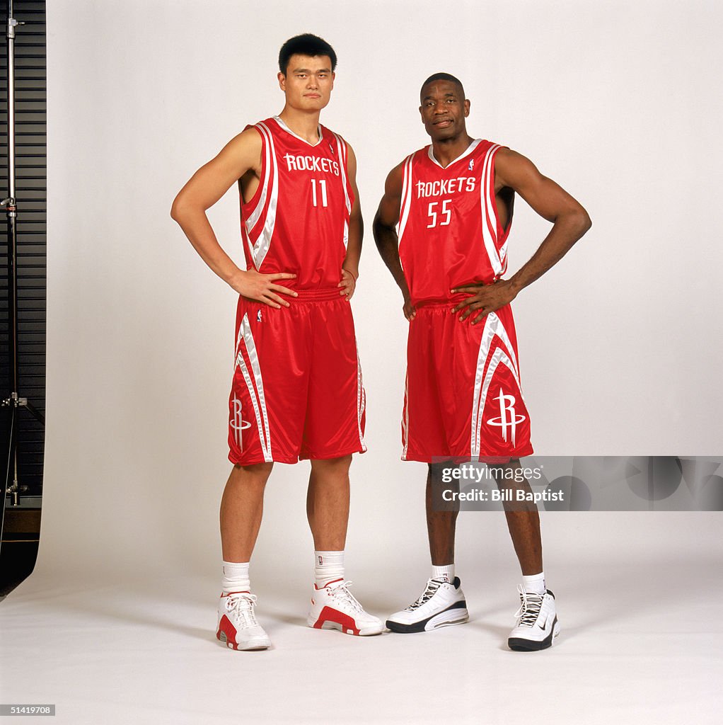 Mutamba Houston Rockets Yao Ming and Dikembe Mutombo of the Houston Rockets pose for a... News ...