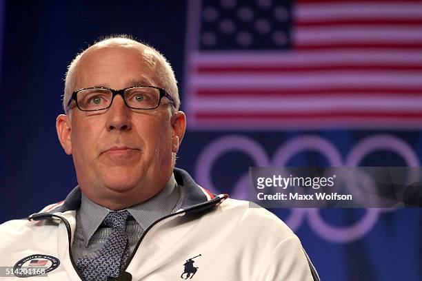 Chief of Paralympic Sport and NGB Organizational Development Rick Adams addresses the media at the USOC Olympic Meida Summit at The Beverly Hilton...