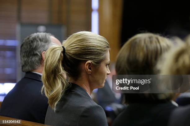 Sportscaster and television host Erin Andrews sits in court March 7 in Nashville, Tennessee. Andrews was awarded USD 55 million dollars by unanimous...