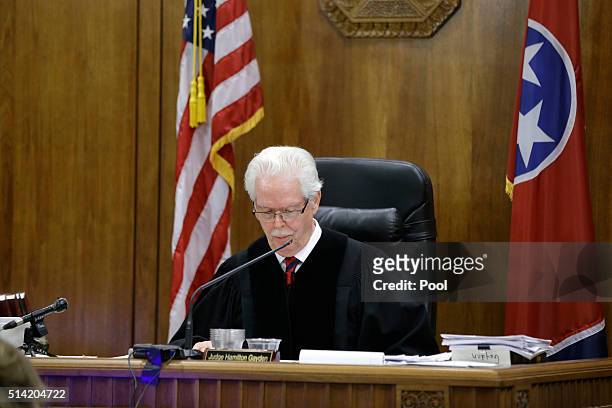 Judge Hamilton Gayden addresses the jury in the trial involving sportscaster and television host Erin Andrews March 7 in Nashville, Tennessee....