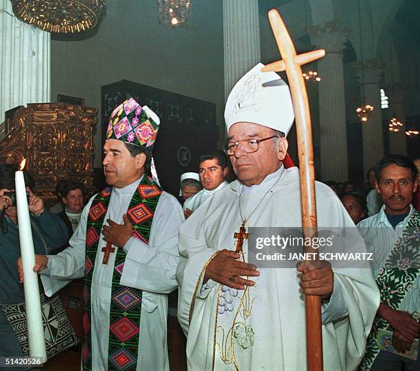 Bishop Emeritus of San Cristobal de las Casas diocese, Samuel Ruiz , enters the Cathedral for Peace in this Colonial city of the Chiapas Highlands,...