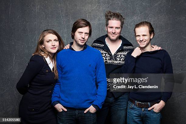Tom Vermeir, Stef Aerts, Charlotte Vandermeersch and Felix van Groeningen of 'Belgica' pose for a portrait at the 2016 Sundance Film Festival on...