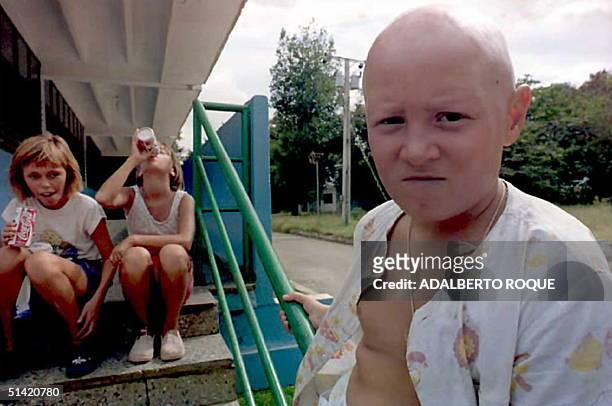 Yura Kudriakse a victim of the 1986 Chernobyl nuclear disaster,waits for his turn to receive psychiatric treatment at the Tarara Children Hospital in...
