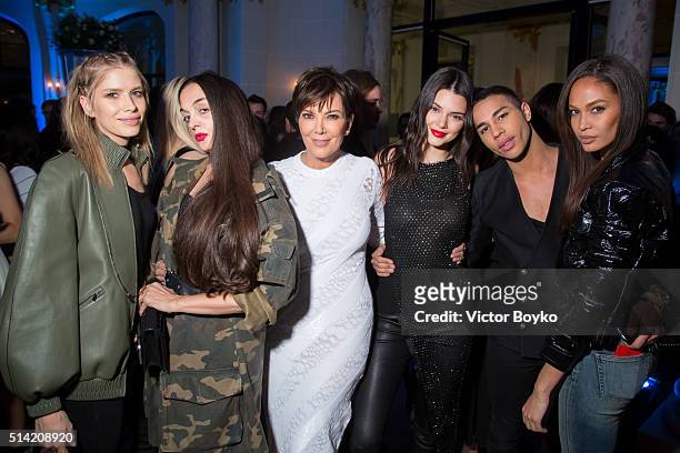Elena Perminova, Rushka Bergman, Kris Jenner, Kendall Jenner, Olivier Rousteing and Joan Smalls attend the Editorialist Spring/Summer 2016 Issue...