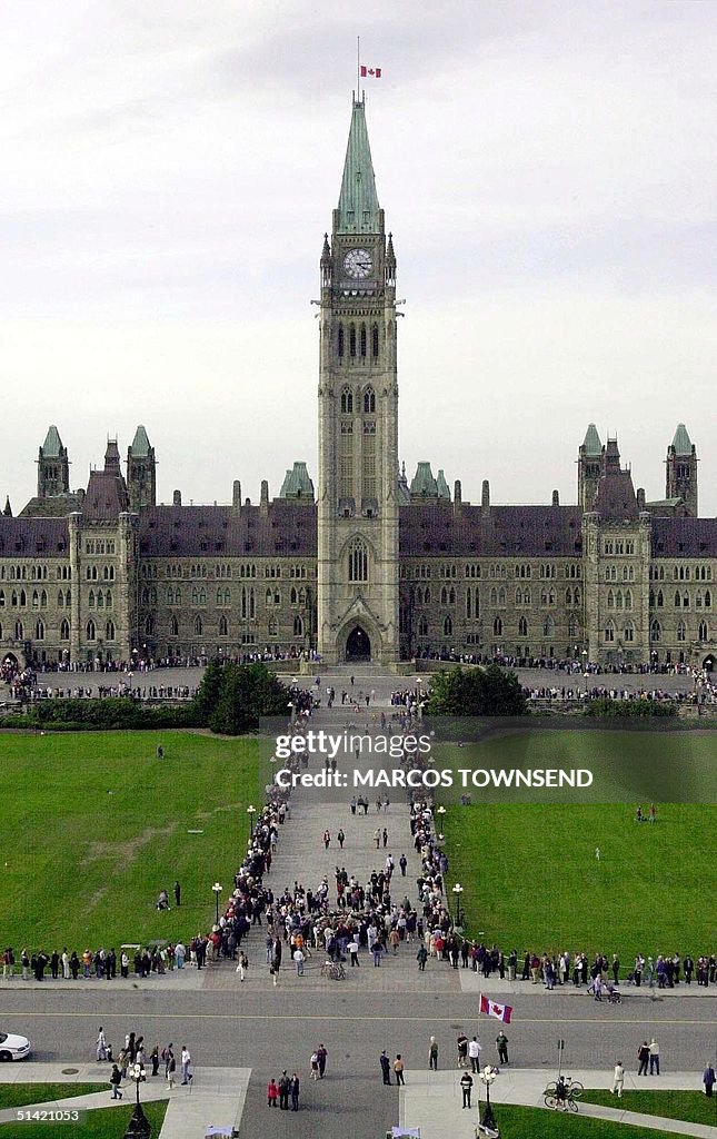 Canadians line up at Parliament Hill in Ottawa to