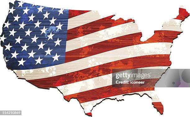 usa flag map wooden style - american flag grunge stock illustrations