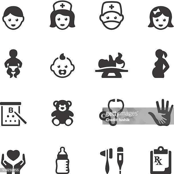 soulico icons - pediatrician - eye test stock illustrations