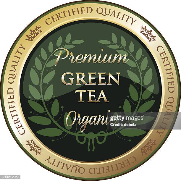 bildbanksillustrationer, clip art samt tecknat material och ikoner med premium green tea label - green tea