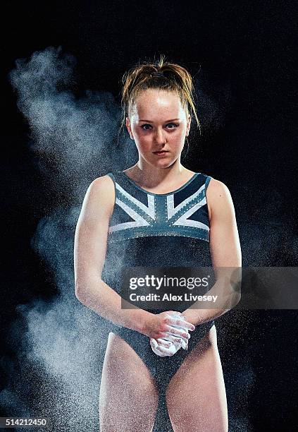 Amy Tinkler of the British Gymnastics Team poses during a portrait session at Lilleshall National Sports Centre on February 11, 2016 in Shropshire,...