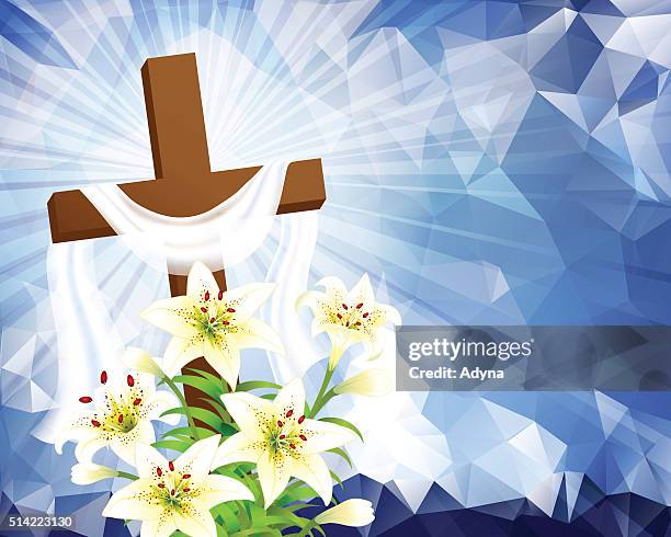 easter lily - easter lilies and cross stock illustrations