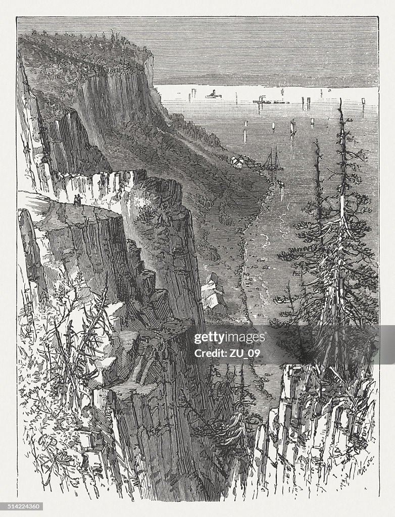 Hudson River Palisades, wood engraving, published in 1880