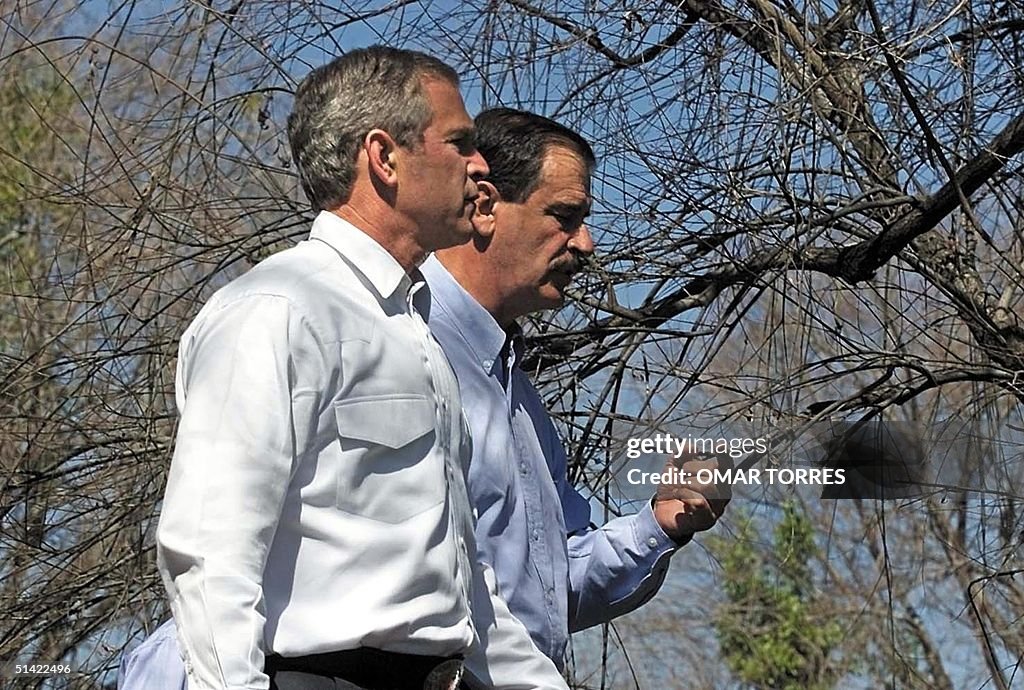 US President George W. Bush (L) and Mexican Presid