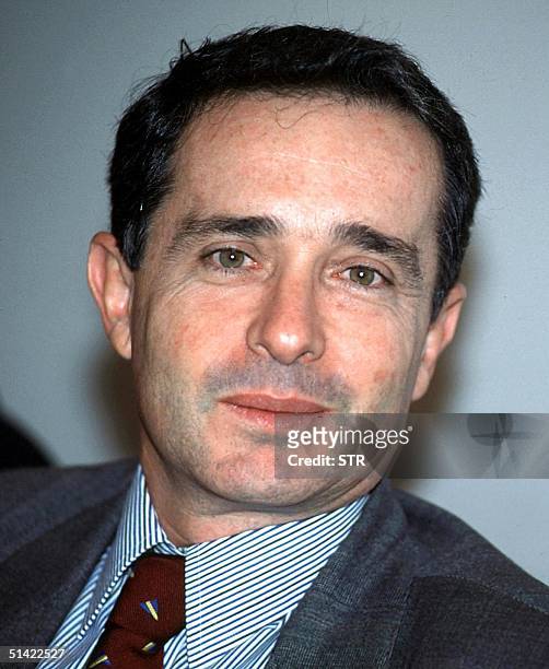 Undated photo of Alvaro Uribe Velez, Colombian presidential candidate, who is being accused by the Commander-in-Chief of the Revolutionary Armed...