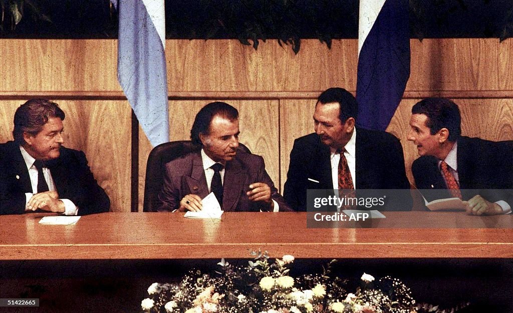 (L-R) Uruguayan President Luis Alberto Lacalle, Ar