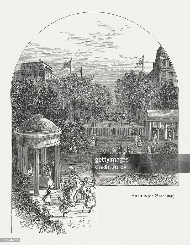 Saratoga resortes, nuevo York, EE. UU., grabado en madera, publicado 1880