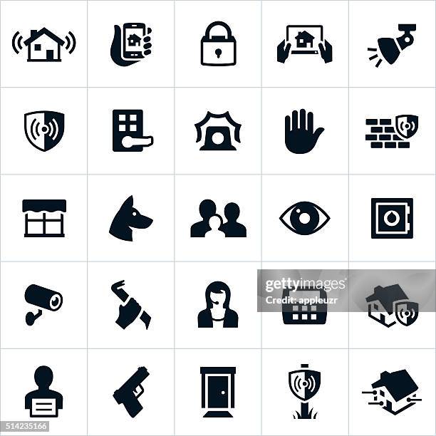 bildbanksillustrationer, clip art samt tecknat material och ikoner med home security icons - inbrottslarm