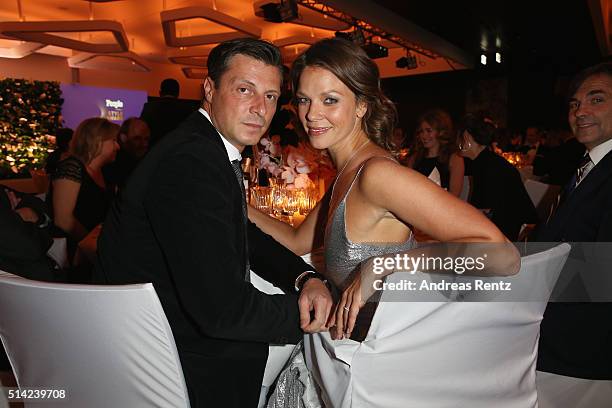 Jessica Schwarz and her partner Markus Selikovsky attend the PEOPLE Style Awards at Hotel Vier Jahreszeiten on March 7, 2016 in Munich, Germany.