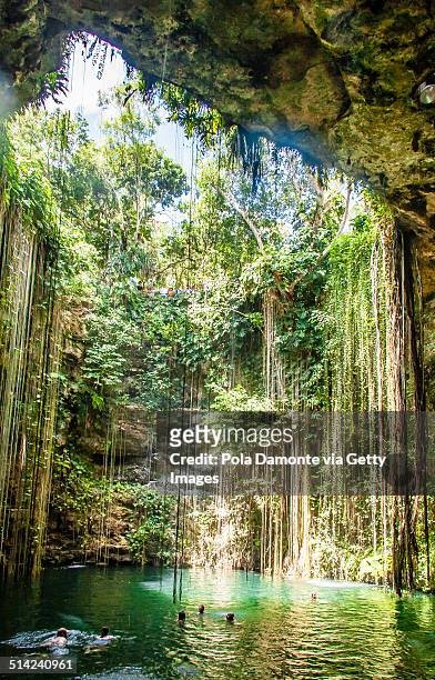ik-kil cenote, chichen itza, mexico - cenote mexico stock pictures, royalty-free photos & images