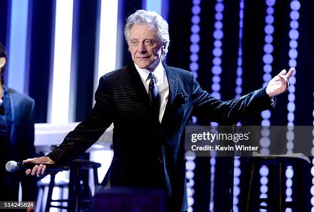 Singer Frankie Valli performs onstage during the Venice Family Clinic Silver Circle Gala 2016 honoring Brett Ratner and Bill Flumenbaum at The...