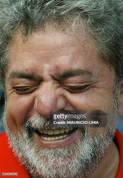 The presidential candidate of Brazil fro the Worker's Party , Luis Inacio Lula da Silva, smiles on October 05 2002, in the city of San Bernando del...