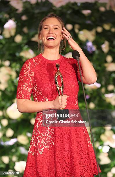 Bar Refaeli with award during the PEOPLE Style Awards at Hotel Vier Jahreszeiten on March 7, 2016 in Munich, Germany.