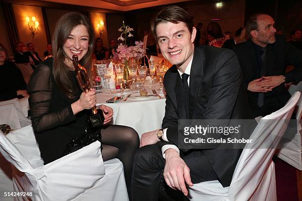 Alexandra Maria Lara and her husband Sam Riley and award during the PEOPLE Style Awards at Hotel Vier Jahreszeiten on March 7, 2016 in Munich,...