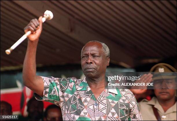 Kenya's President Daniel Arap Moi, who is also the leader of the ruling Kenyan African National Union party shown in a picture dated 28 December 1992...