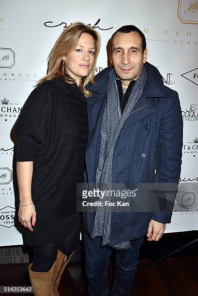 Caroline Faindt and Zinedine Soualem attend the 'M.Georges Restaurant' : Opening Party - Paris Fashion Week Womenswear Fall/Winter 2016/2017 on March...
