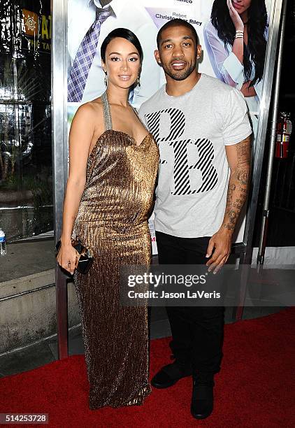 Draya Michele and Orlando Scandrick attend the premiere of "The Perfect Match" at ArcLight Hollywood on March 7, 2016 in Hollywood, California.