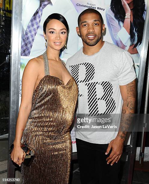 Draya Michele and Orlando Scandrick attend the premiere of "The Perfect Match" at ArcLight Hollywood on March 7, 2016 in Hollywood, California.