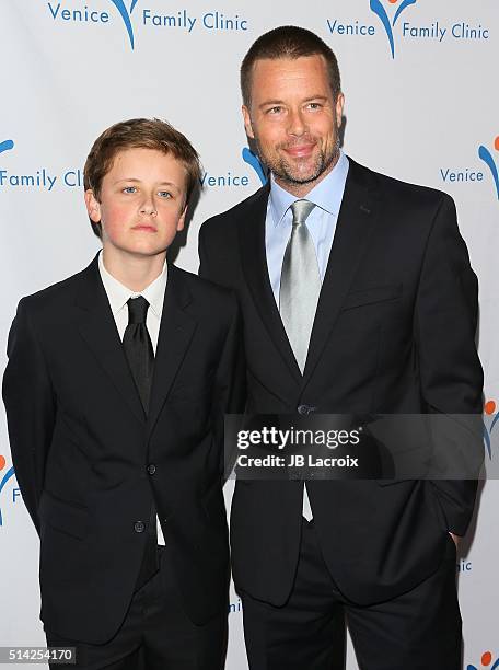 Hopper Rowe and Brad Rowe attend the Venice Family Clinic Silver Circle Gala 2016 Honoring Brett Ratner And Bill Flumenbaum at The Beverly Hilton...