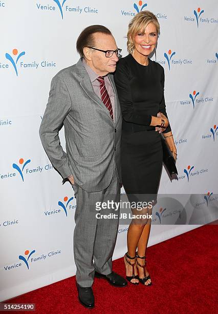 Larry King and Shawn King attend the Venice Family Clinic Silver Circle Gala 2016 Honoring Brett Ratner And Bill Flumenbaum at The Beverly Hilton...