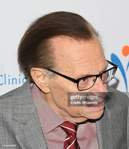 Larry King attends the Venice Family Clinic Silver Circle Gala 2016 Honoring Brett Ratner And Bill Flumenbaum at The Beverly Hilton Hotel on March 7,...