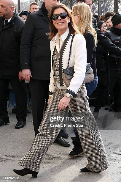 Princess Caroline of Monaco arrives at the Chanel show as part of the Paris Fashion Week Womenswear Fall/Winter 2016/2017 on March 8, 2016 in Paris,...