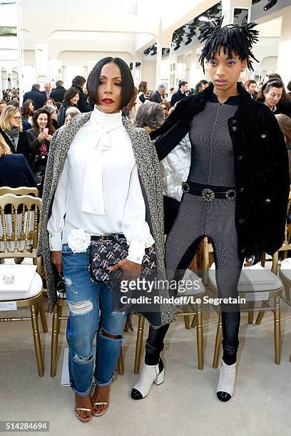 Actress Jada Pinkett Smith and her daughter Singer Willow Smith attends the Chanel show as part of the Paris Fashion Week Womenswear Fall/Winter...
