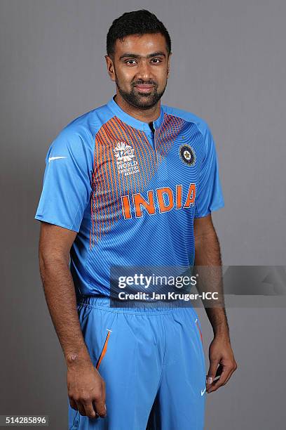 Ravichandran Ashwin poses during the India Headshots session ahead of the ICC Twenty20 World Cup on March 8, 2016 in Kolkata, India.