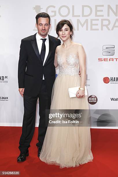 Christian Schwochow and Sibel Kekilli attend the Goldene Kamera 2016 on February 6, 2016 in Hamburg, Germany.