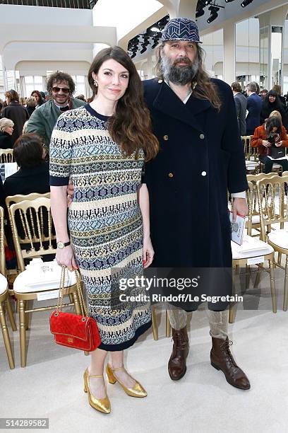 Amandine de La Richardiere and Sebastien Tellier attend the Chanel show as part of the Paris Fashion Week Womenswear Fall/Winter 2016/2017 on March...