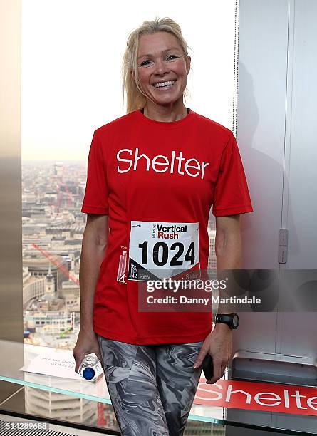 Nell McAndrew takes part in the Shelter Vertical Rush at Tower 42 on March 8, 2016 in London, England.