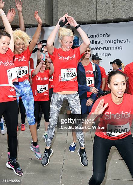 Nell McAndrew takes part in the Shelter Vertical Rush at Tower 42 on March 8, 2016 in London, England.