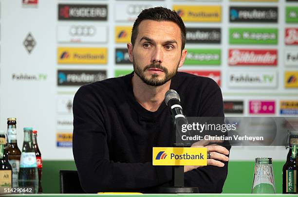 Martin Stranzl of Borussia Moenchengladbach during a press conference at Borussia-Park on March 08, 2016 in Moenchengladbach, Germany