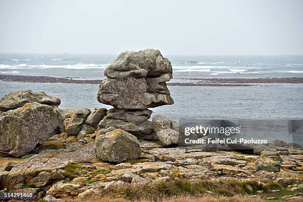 rock at île de sein brittany region in france - butte rocky outcrop stock pictures, royalty-free photos & images