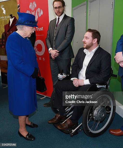 Queen Elizabeth II meets 'success stories' helped by the Prince's Trust at the Prince's Trust Centre in Kennington on March 8, 2016 in London,...