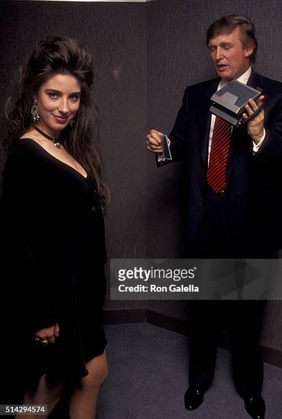 Donald Trump attends Playboy Magazine 40th Anniversary Press Party on May 3, 1993 at the Plaza Park Hyatt Hotel in New York City.