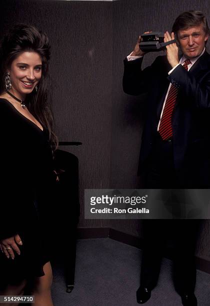 Donald Trump attends Playboy Magazine 40th Anniversary Press Party on May 3, 1993 at the Plaza Park Hyatt Hotel in New York City.